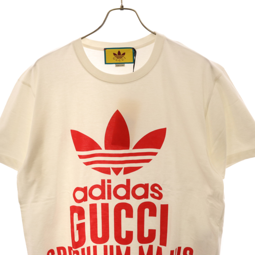 Gucci(グッチ)のGUCCI グッチ 23SS×adidas Cotton Jersey T-shirt 717422 XJEXI アディダス フロントロゴプリント半袖Tシャツ ホワイト/レッド メンズのトップス(Tシャツ/カットソー(半袖/袖なし))の商品写真