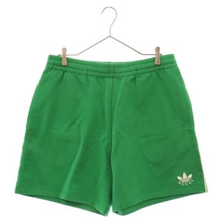 グッチ(Gucci)のGUCCI グッチ ×adidas Cotton Shorts 691640 XJEKQ ロゴパッチサイドラインハーフショートパンツ グリーン(ショートパンツ)