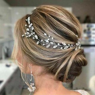 ヘッドドレス　シンプル　シルバー　ブライダル　ヘアアクセサリー　髪飾り