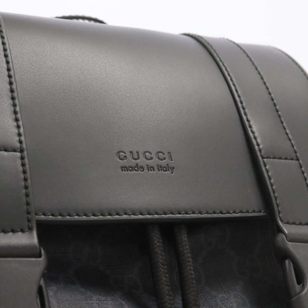 Gucci(グッチ)のGUCCI グッチ GGスプリーム PVC レザー バックパック 495563 ブラック メンズのバッグ(バッグパック/リュック)の商品写真