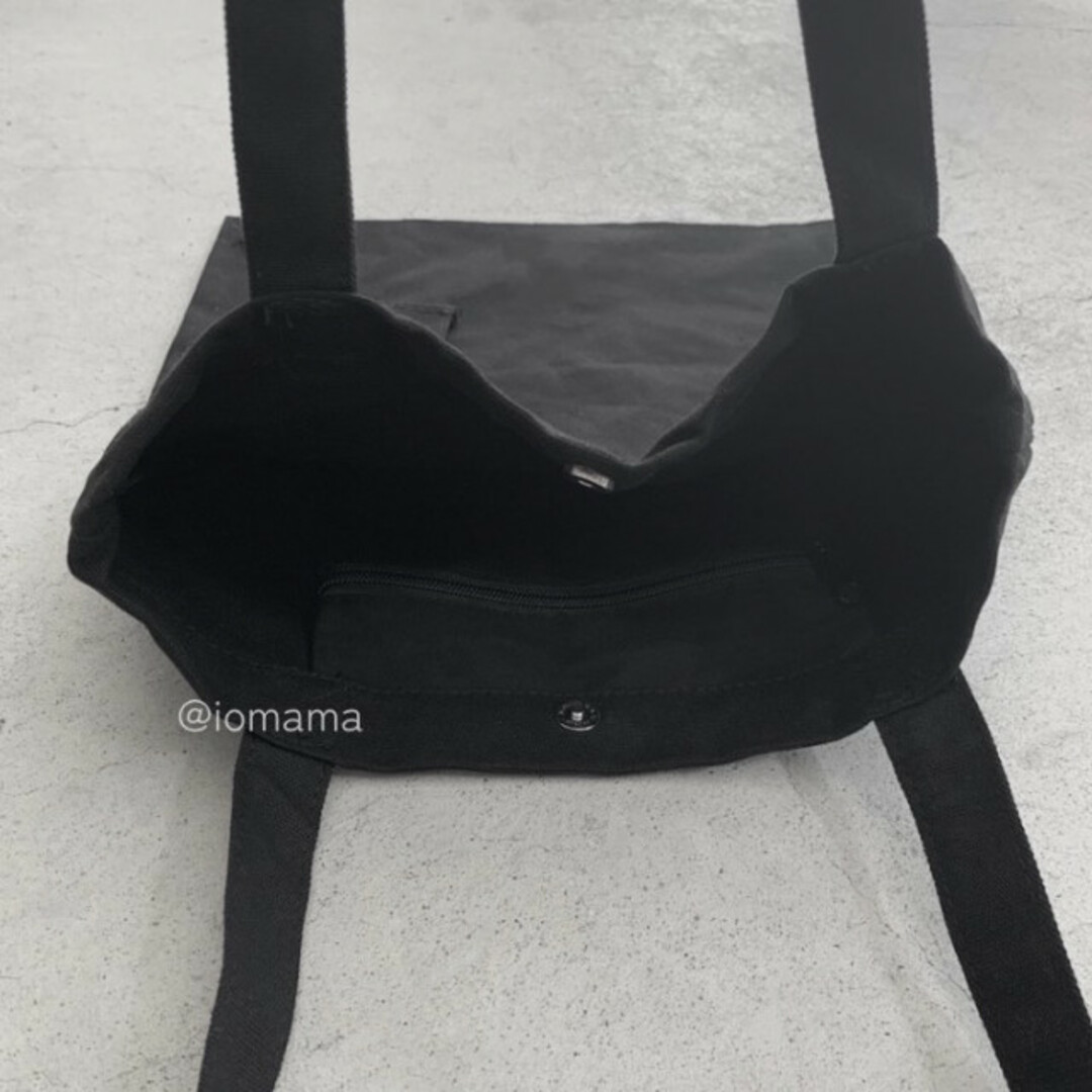 ハンドル 持ち手 メッセージトート 黒 帆布 綺麗 美品 大容量 安いブラック レディースのバッグ(トートバッグ)の商品写真