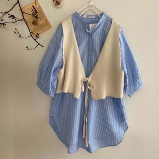 アメリカンホリック(AMERICAN HOLIC)の新品　チュニックベストセット(シャツ/ブラウス(長袖/七分))