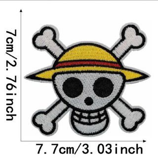 ワンピース(ONE PIECE)のONEPIECE ルフィ 海賊旗 刺繍ワッペン(キャラクターグッズ)