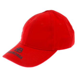 バレンシアガ(Balenciaga)のBALENCIAGA バレンシアガ BB VISOR CAP ロゴ刺繍 ベースボールキャップ 帽子 レッド 577548(キャップ)
