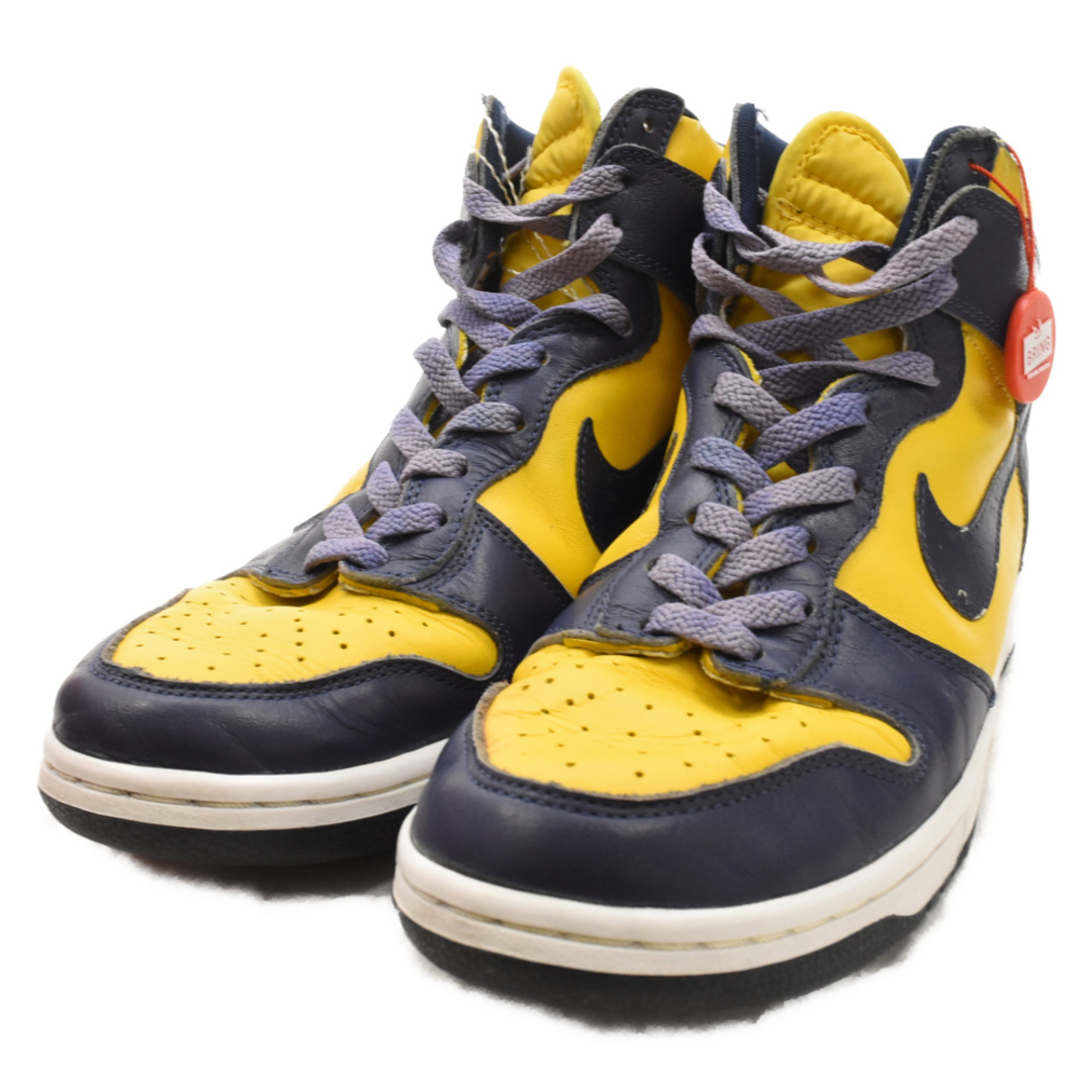 NIKE(ナイキ)のNIKE ナイキ 98年製 DUNK HIGH LE MICHIGAN ダンクハイ ミシガン ハイカットスニーカー イエロー/ネイビー US10/28cm 981012 HJ メンズの靴/シューズ(スニーカー)の商品写真