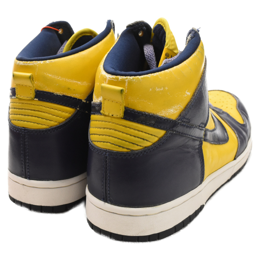 NIKE(ナイキ)のNIKE ナイキ 98年製 DUNK HIGH LE MICHIGAN ダンクハイ ミシガン ハイカットスニーカー イエロー/ネイビー US10/28cm 981012 HJ メンズの靴/シューズ(スニーカー)の商品写真