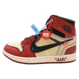 ナイキ(NIKE)のNIKE ナイキ ×OFF-WHITE THE 10 AIR JORDAN 1 CHICAGO×オフホワイト ザテン エアジョーダン1 シカゴ ハイカットスニーカー ホワイト/レッド US10/28cm AA3834-101(スニーカー)