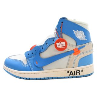 ナイキ(NIKE)のNIKE ナイキ ×OFF-WHITE AIR JORDAN 1 POWDER BLUE UNC AQ0818-148 オフホワイト エアジョーダン1 ブルー/ホワイト ハイカットスニーカー US7/25cm(スニーカー)