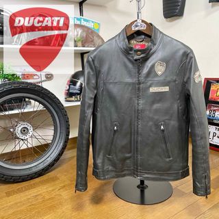 ドゥカティ(Ducati)の☆DUCATI ドゥカティ レザージャケット チャコール/M（L相当）イタリア製(装備/装具)