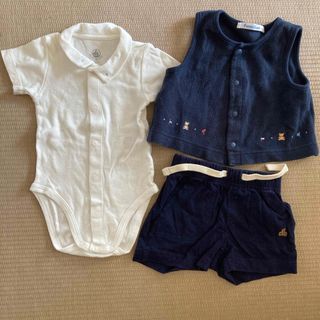 プチバトー(PETIT BATEAU)の三点セット(カーディガン/ボレロ)