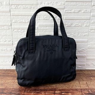 PRADA - プラダ ナイロン 刺ロゴ ハンド バッグ コンパクト ブラック 黒