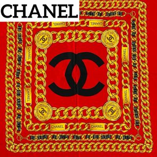 シャネル(CHANEL)の★CHANEL★ スカーフ ココマーク チェーン レッド タグ無し(バンダナ/スカーフ)