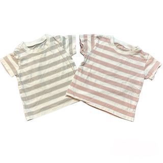 ムジルシリョウヒン(MUJI (無印良品))の【中古品】無印良品 MUJI 子供 ボーダー Tシャツ 80 2点 セット(Ｔシャツ)