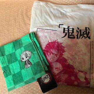 キメツノヤイバ(鬼滅の刃)の竈門炭治郎 竈門ねずこ Tシャツ＆タオルハンカチ(Tシャツ/カットソー(半袖/袖なし))