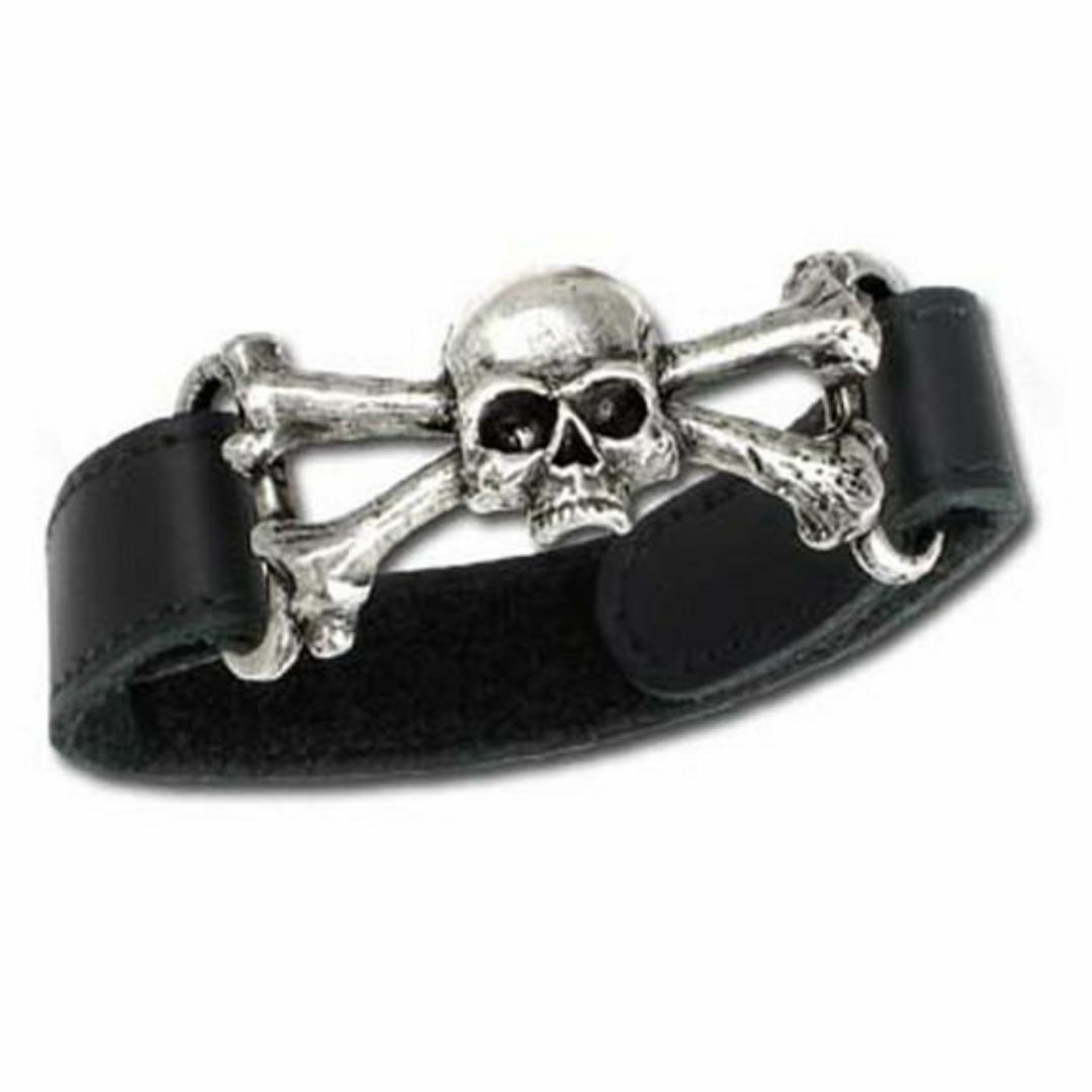 ALCHEMY GOTHIC: Skull n' Bones Leather S レディースのアクセサリー(ブレスレット/バングル)の商品写真