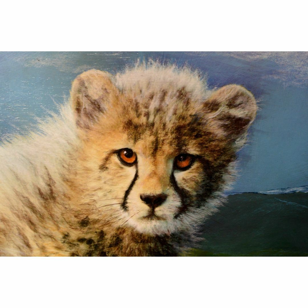  アクリル画　少年のチーター　３８cm x ５４cm エンタメ/ホビーの美術品/アンティーク(絵画/タペストリー)の商品写真