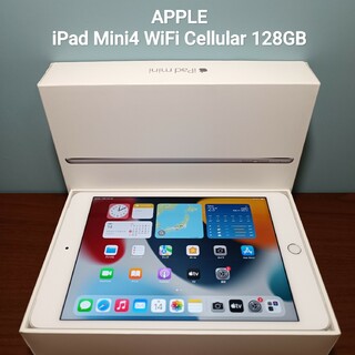 アップル(Apple)の(美品)iPad Mini4 WiFi Cellular Simフリー128GB(タブレット)