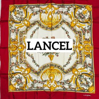 ランセル(LANCEL)の★LANCEL★ スカーフ 大判 花 メダリオン柄 シルク ダークレッド(バンダナ/スカーフ)