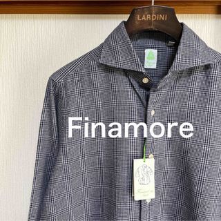 FINAMORE - 【美品】Finamore フィナモレ　ネイビー×グレー　グレンチェック　シャツ