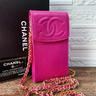 CHANEL - 極美品 シャネル キャビアスキン チェーン ショルダー ポーチ ケース バッグ