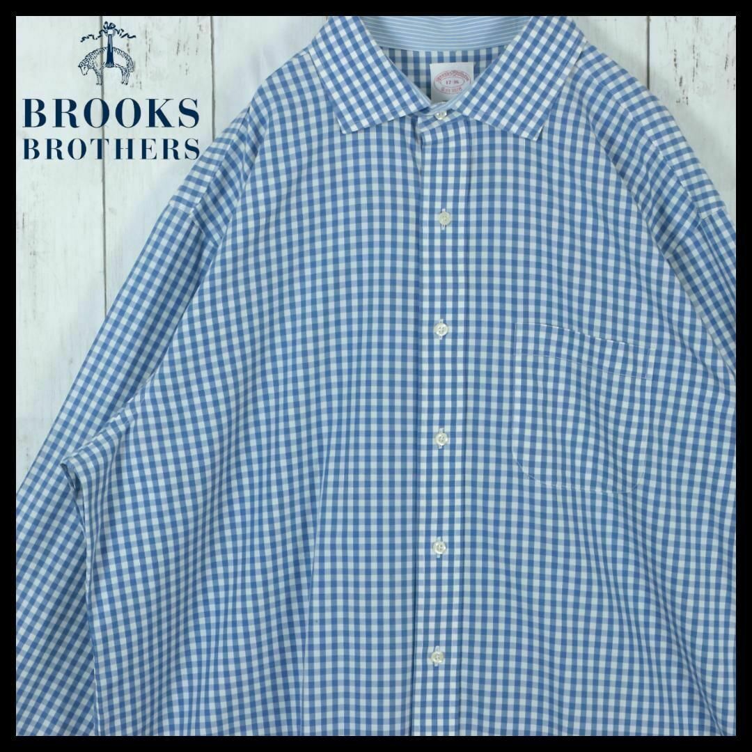 Brooks Brothers(ブルックスブラザース)の【希少】ブルックスブラザーズ シャツ チェック 長袖 ブルー L 入手困難 メンズのトップス(シャツ)の商品写真