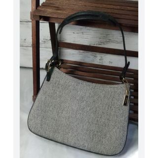 未使用品　COACHコーチ　ハンドバッグ　ワンショルダー　へリンボーン　グレー黒