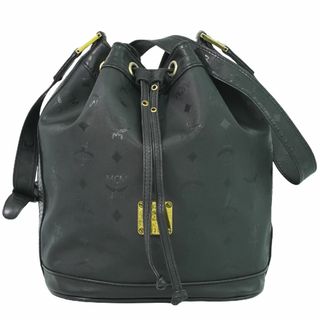 エムシーエム(MCM)の本物 エムシーエム MCM ヴィセトス 2WAY 巾着 ショルダーバッグ ポシェット ナイロン ブラック Visetos バッグ 中古(ショルダーバッグ)