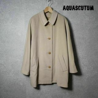 AQUA SCUTUM - 美品 アクアスキュータム ウール ロング丈 ステンカラーコート ロングコート