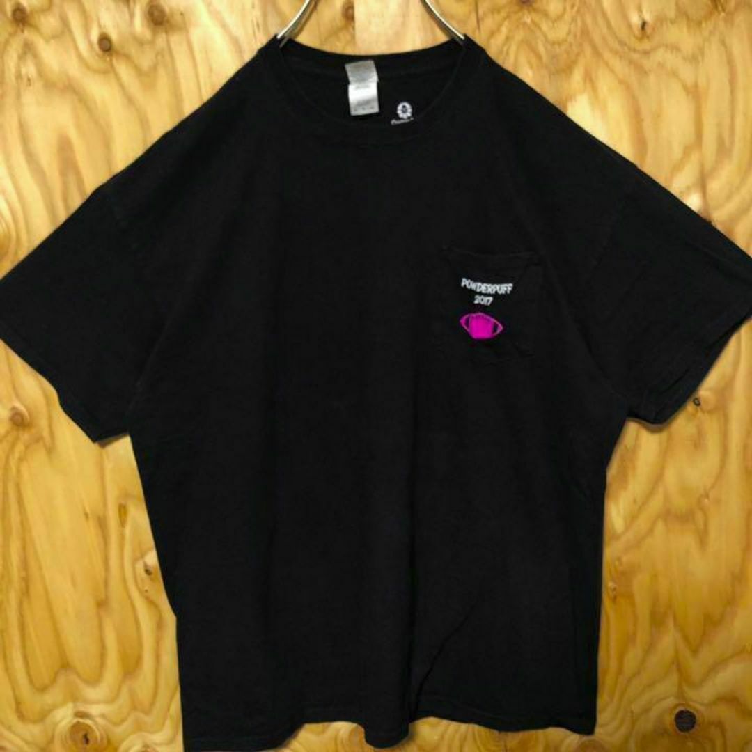 背番号 フットボール ブラック USA古着 90s 半袖 Tシャツ 胸ポケ メンズのトップス(Tシャツ/カットソー(半袖/袖なし))の商品写真