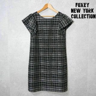 フォクシーニューヨーク(FOXEY NEW YORK)の極美品 フォクシーニューヨークコレクション シルク混 ジャガード 膝丈ワンピース(ひざ丈ワンピース)