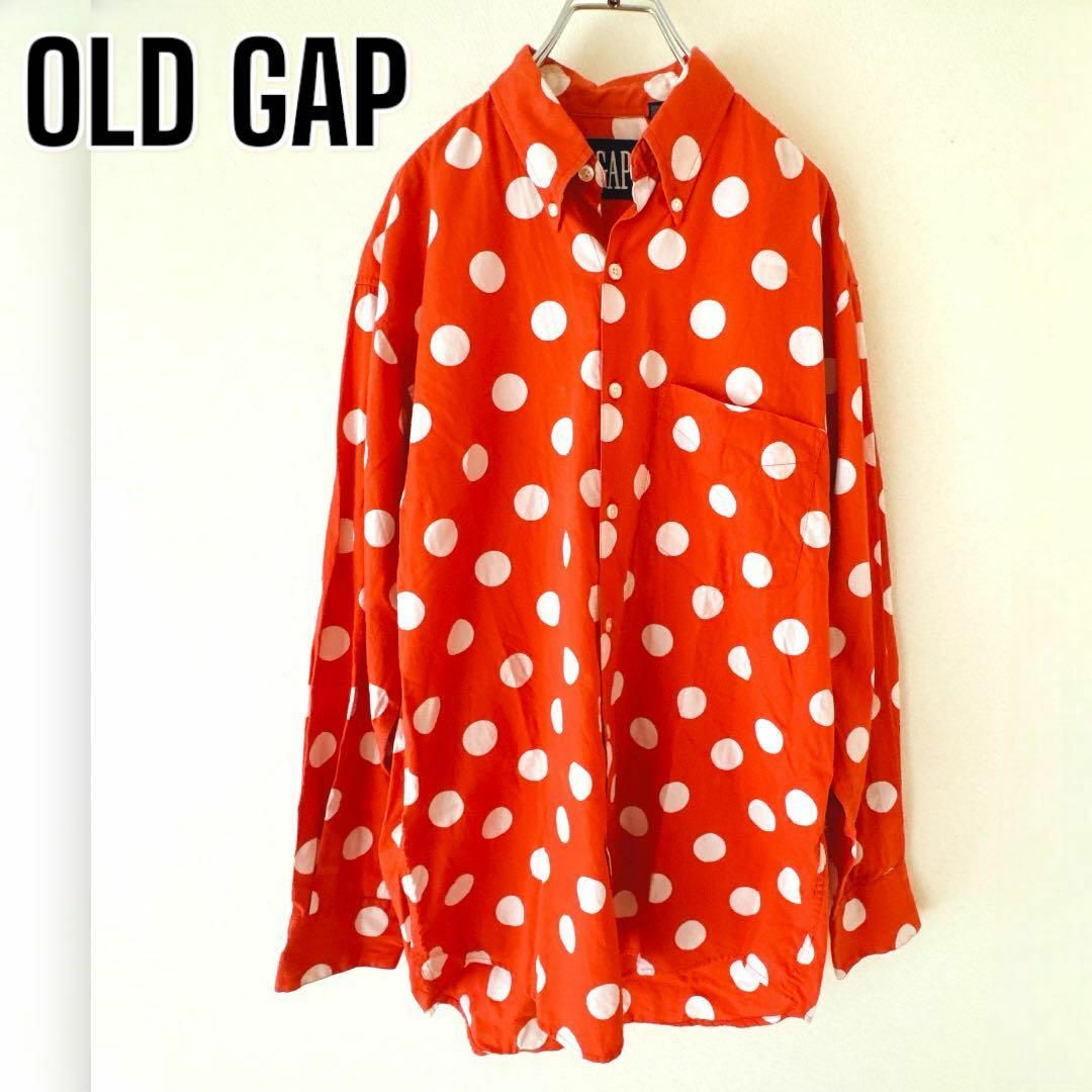 GAP(ギャップ)の90's OLD GAP ドット柄 ボタンダウンシャツ ビンテージ　赤　水玉 メンズのトップス(Tシャツ/カットソー(七分/長袖))の商品写真