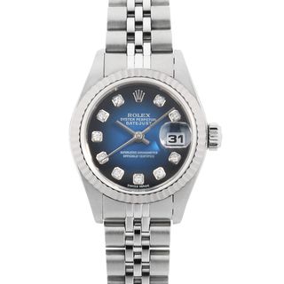 ロレックス(ROLEX)のロレックス デイトジャスト 10Pダイヤ 79174G ブルー グラデーション F番 レディース 中古 腕時計(腕時計)