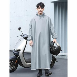 レインコート【グレー5XL】 自転車 バイク レディース メンズ 通学 通勤(その他)