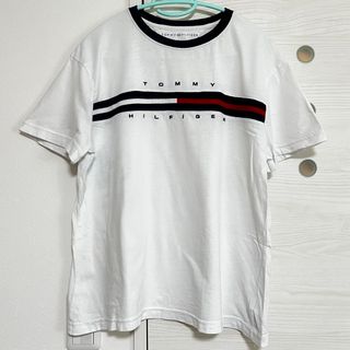 トミーヒルフィガー(TOMMY HILFIGER)のトミーヒルフィガー Tシャツ カットソー 半袖 刺繍 ロゴ S ホワイト(Tシャツ(半袖/袖なし))