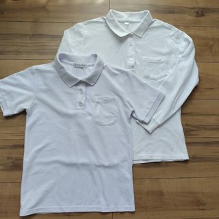 シマムラ(しまむら)のポロシャツ　白　150 長袖と半袖　女の子用　女児(Tシャツ/カットソー)