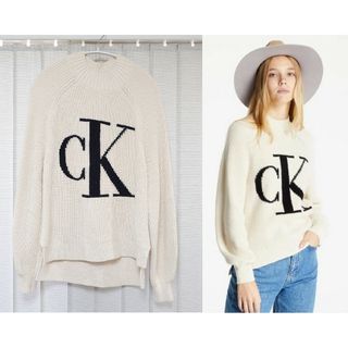 カルバンクライン(Calvin Klein)の人気！Calvin Klein Jeans  CKロゴ ニット セーター M(ニット/セーター)