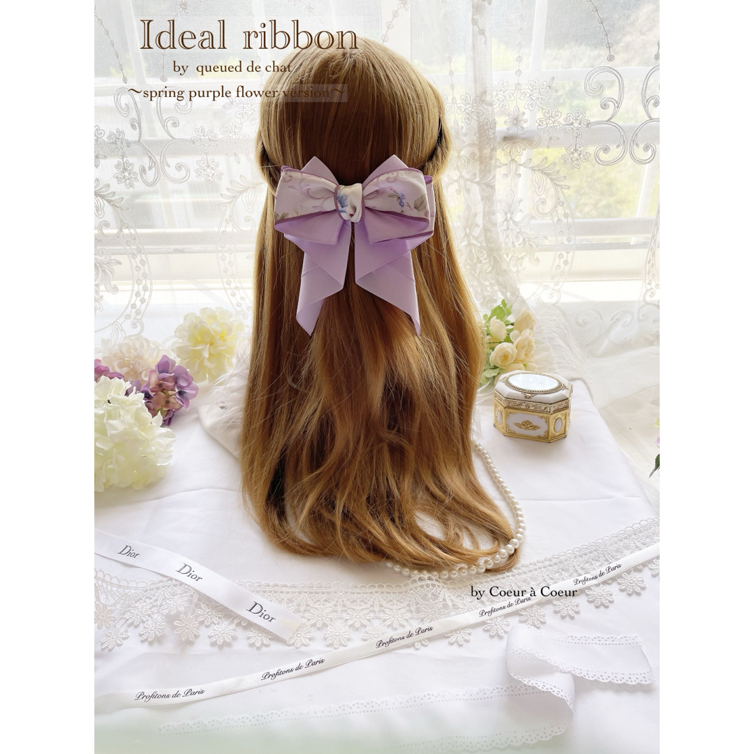 Ideal ribbon   spring purple flower  レディースのヘアアクセサリー(バレッタ/ヘアクリップ)の商品写真