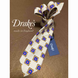 ドレイクス(DRAKES)の【新品】Drake's／ドレイクス／小紋柄／スクエア／ベージュ／プリントタイ(ネクタイ)