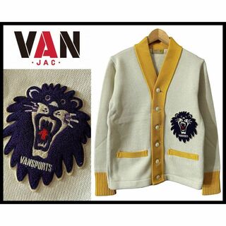 ヴァンヂャケット(VAN Jacket)の当時モノ 極美品 VAN JAC ライオン ワッペン レタード カーディガン M(カーディガン)