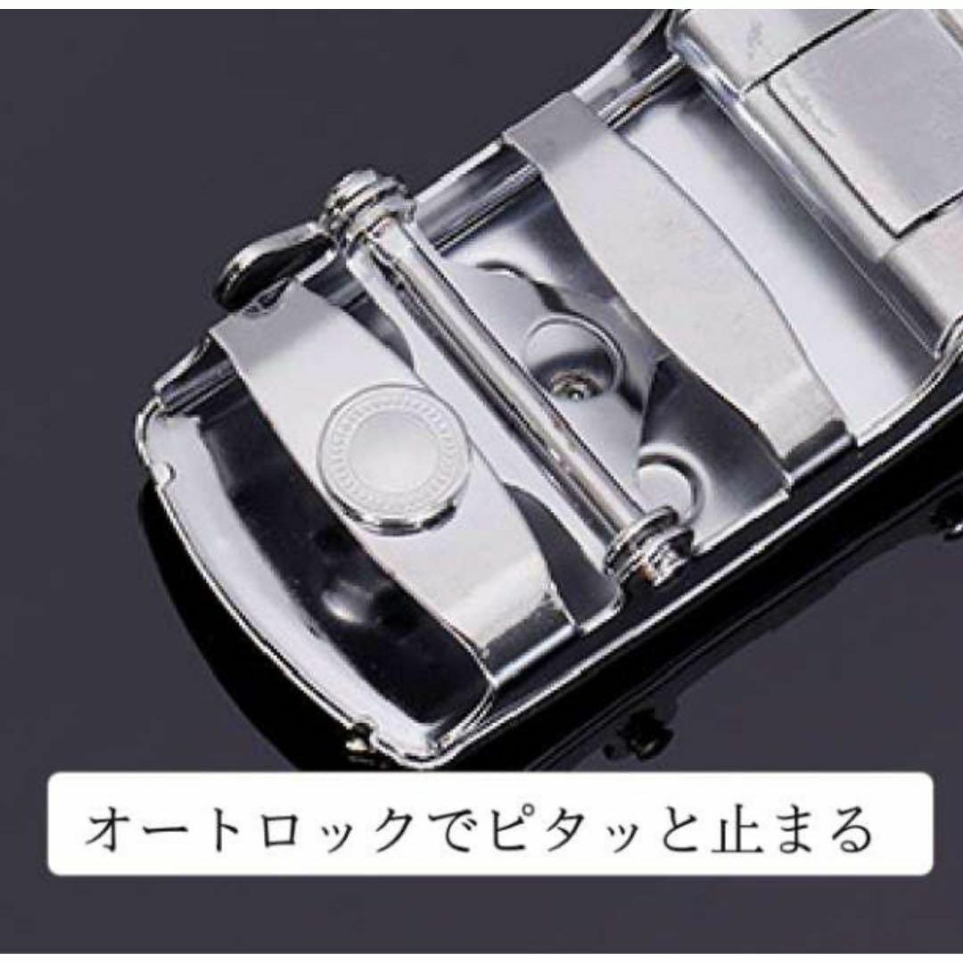 メンズベルト　オートロック　穴なし　カジュアル　ゴルフ　黒シルバー　革　388 メンズのメンズ その他(その他)の商品写真