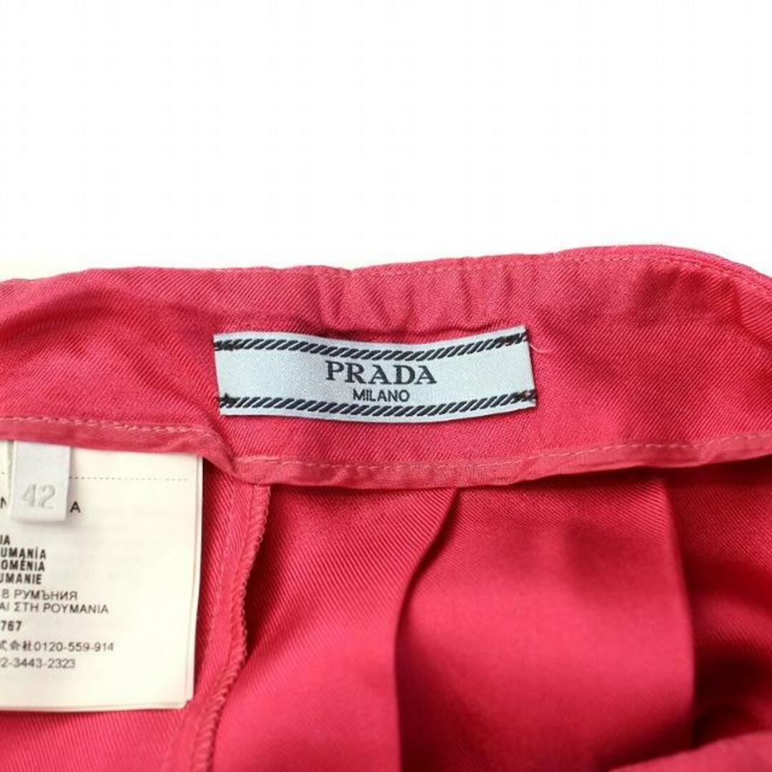 PRADA(プラダ)のプラダ プリーツスカート サイドジップ 絹 シルク ひざ丈 42 XL ピンク レディースのスカート(ひざ丈スカート)の商品写真