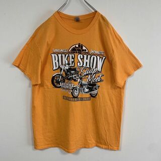海外 JAPAN製のヴィンテージバイクショープリントTシャツ XL GILDAN(Tシャツ/カットソー(半袖/袖なし))