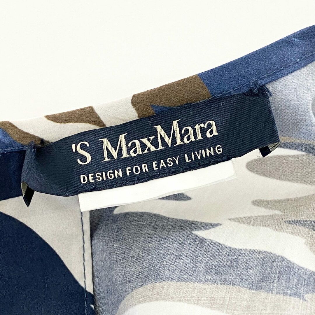 Max Mara(マックスマーラ)の25d14 《美品》 S'Max Mara エスマックスマーラ ボタニカル柄 ロングワンピース ノースリーブワンピース XL相当 ネイビー レディース 春夏 レディースのワンピース(ロングワンピース/マキシワンピース)の商品写真
