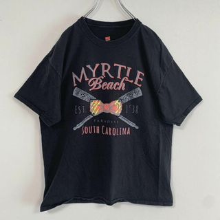 ヘインズ(Hanes)のHanes ブラックT半袖 プリントTシャツ XLサイズ(Tシャツ/カットソー(半袖/袖なし))