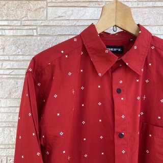 デプト(DEPT)の00s　DEPT　赤シャツ　長袖　総柄シャツ　薄手　綿シャツ　春夏　日本製(シャツ)
