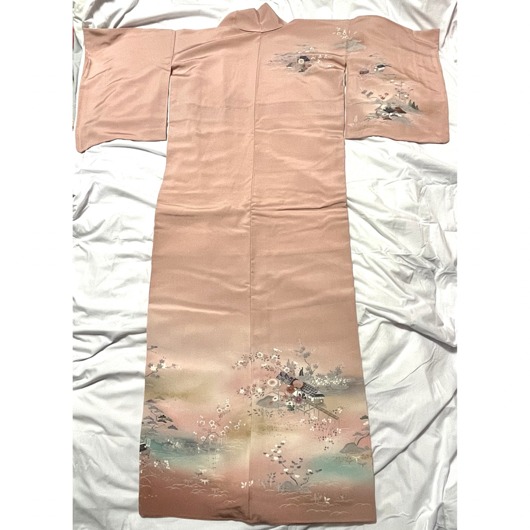 着物 訪問着 付け下げ ピンク 桃色 コーラル レディースの水着/浴衣(着物)の商品写真