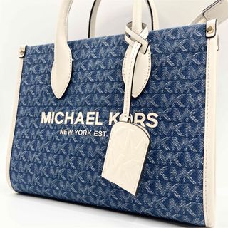 マイケルコース(Michael Kors)の極美品 マイケルコース ハンドバッグ ミレラ デニム レザー 総柄 バイカラー(ハンドバッグ)