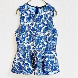 ザラ(ZARA)のザラ ZARA WOMEN ノースリーブ ペイズリー ペプラムトップス XS ♩(シャツ/ブラウス(半袖/袖なし))