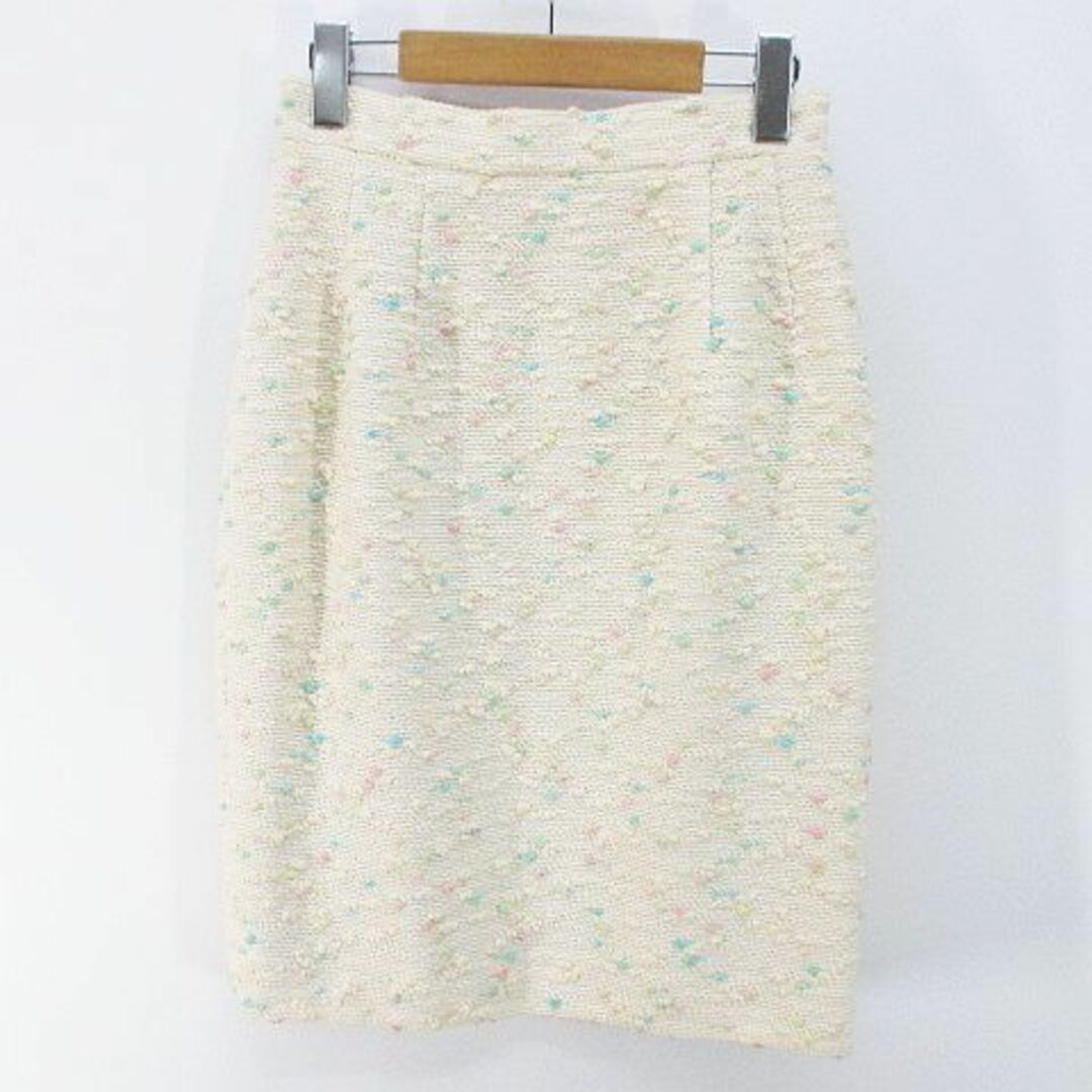 ミューゼドウジ 膝丈 タイトスカート 40 白 オフホワイト アイボリー 綿 毛 レディースのスカート(ひざ丈スカート)の商品写真