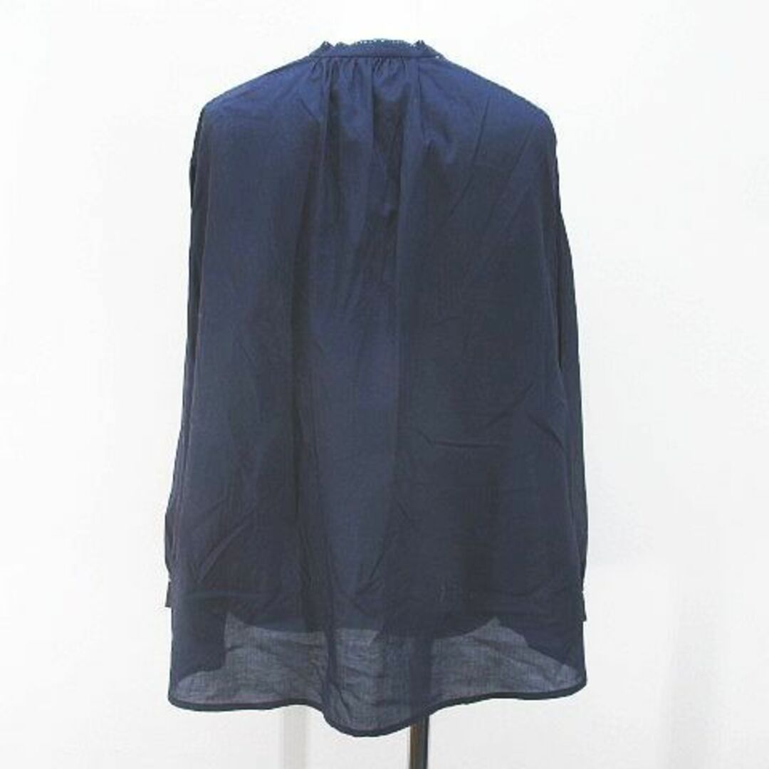 YOSHI KONDO 長袖 シャツ ブラウス S ネイビー 紺系 ハーフボタン レディースのトップス(シャツ/ブラウス(長袖/七分))の商品写真